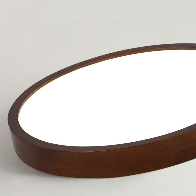 Modern Minimalist Round Acrylic Iron Wood LED Flush Mount Ceiling Light For Bedroom