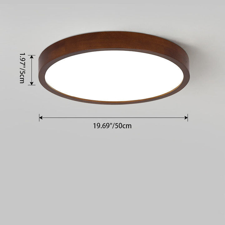 Modern Minimalist Round Acrylic Iron Wood LED Flush Mount Ceiling Light For Bedroom