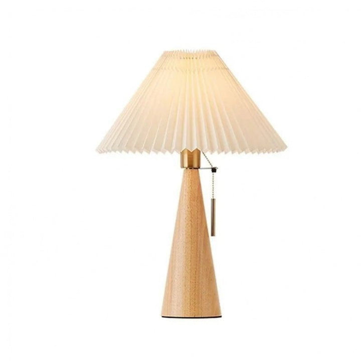 Contemporary Nordic Zipper Switch Pleated Drum Shape Fabric Iron 1-Light Table Lamp For Bedroom