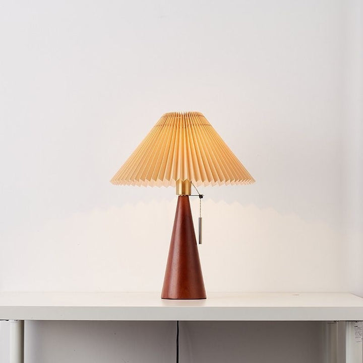 Contemporary Nordic Zipper Switch Pleated Drum Shape Fabric Iron 1-Light Table Lamp For Bedroom