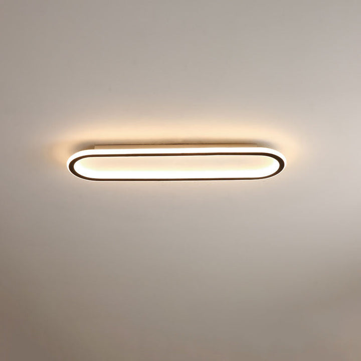 Modern Minimalist Linear Iron Aluminum Silicone LED Flush Mount Ceiling Light For Bedroom