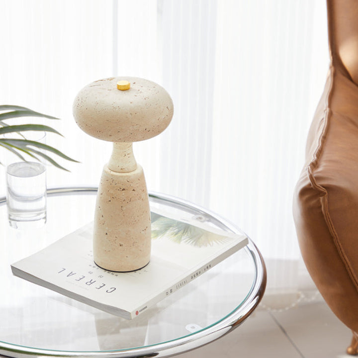 Contemporary Creative USB Rechargeable Mushroom Arc Stone LED Table Lamp For Bedroom