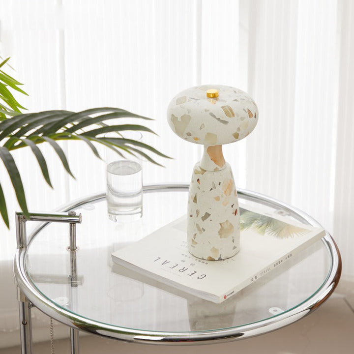 Contemporary Creative USB Rechargeable Mushroom Arc Stone LED Table Lamp For Bedroom