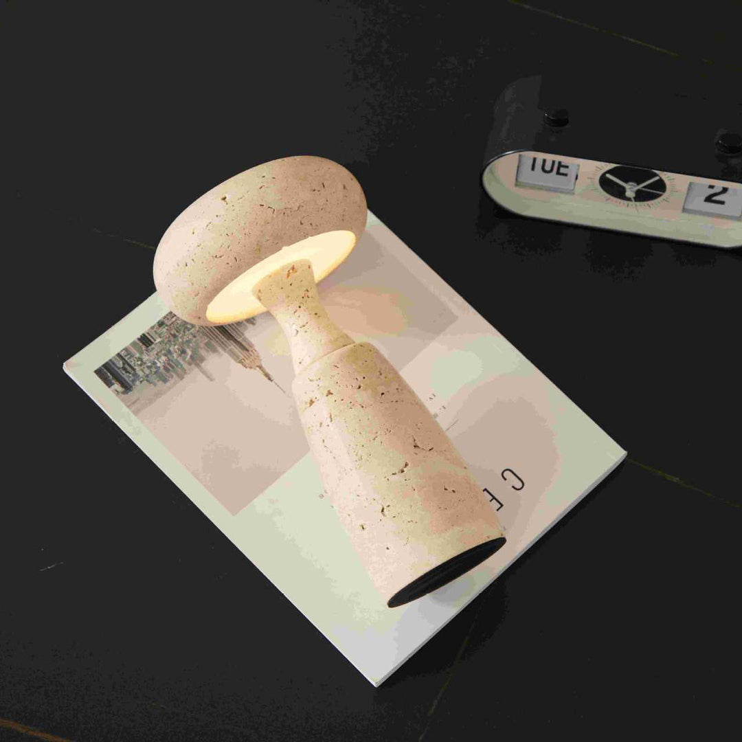 Contemporary Creative USB Rechargeable Mushroom Arc Stone LED Table Lamp For Bedroom