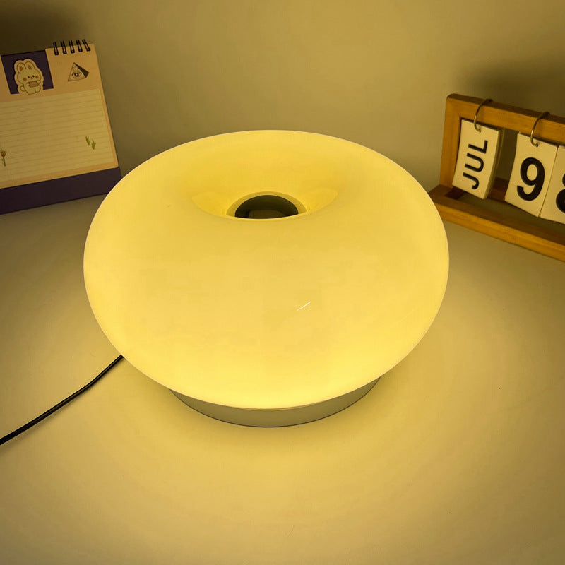 Modern Minimalist Cream Persimmon Oval Iron Glass LED Table Lamp For Bedroom