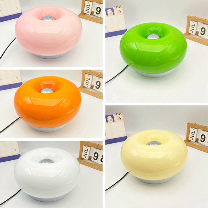Modern Minimalist Cream Persimmon Oval Iron Glass LED Table Lamp For Bedroom