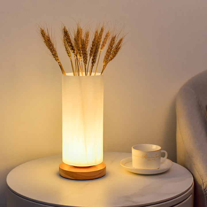 Scandinavian Table Lamp in Wood &amp; Glass — Bedroom Lighting | Havora