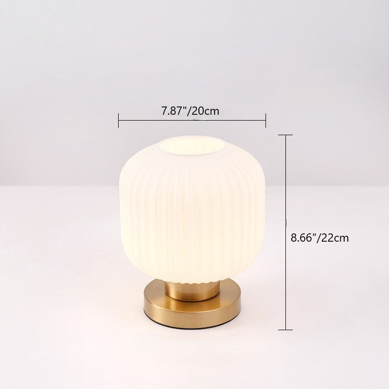 Scandinavian Striped Table Lamp in Iron &amp; Glass — Bedroom Lighting | Havora