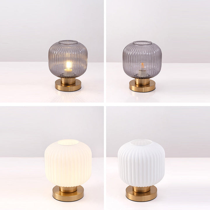 Scandinavian Striped Table Lamp in Iron &amp; Glass — Bedroom Lighting | Havora