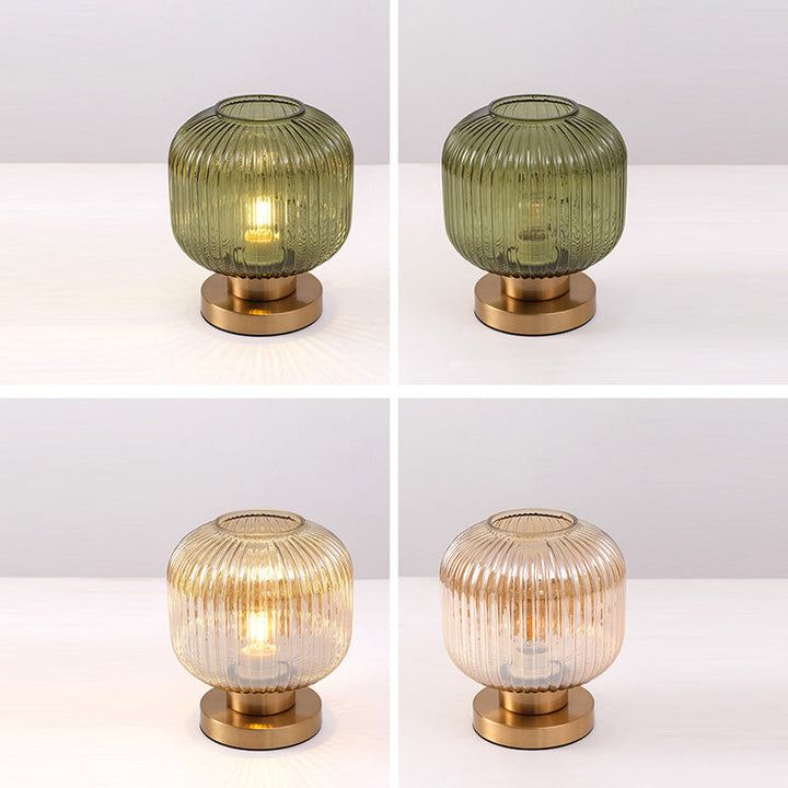 Scandinavian Striped Table Lamp in Iron &amp; Glass — Bedroom Lighting | Havora