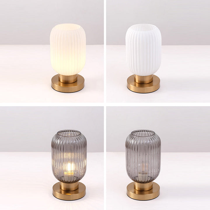 Scandinavian Striped Table Lamp in Iron &amp; Glass — Bedroom Lighting | Havora