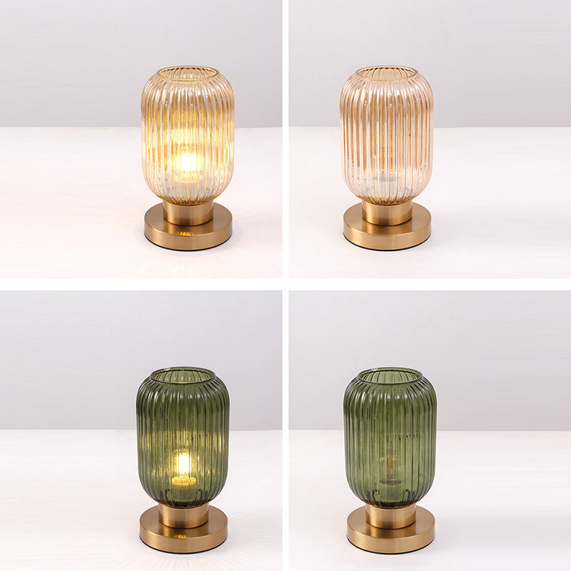 Scandinavian Striped Table Lamp in Iron &amp; Glass — Bedroom Lighting | Havora