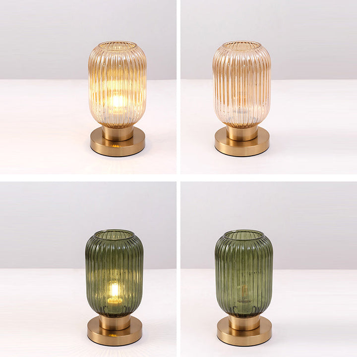 Scandinavian Striped Table Lamp in Iron &amp; Glass — Bedroom Lighting | Havora