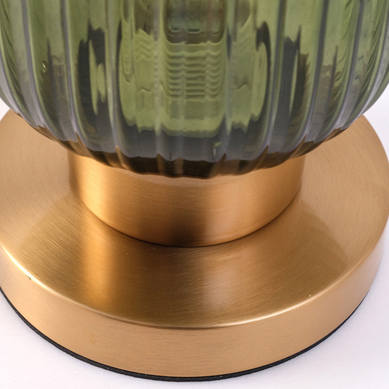 Scandinavian Striped Table Lamp in Iron &amp; Glass — Bedroom Lighting | Havora