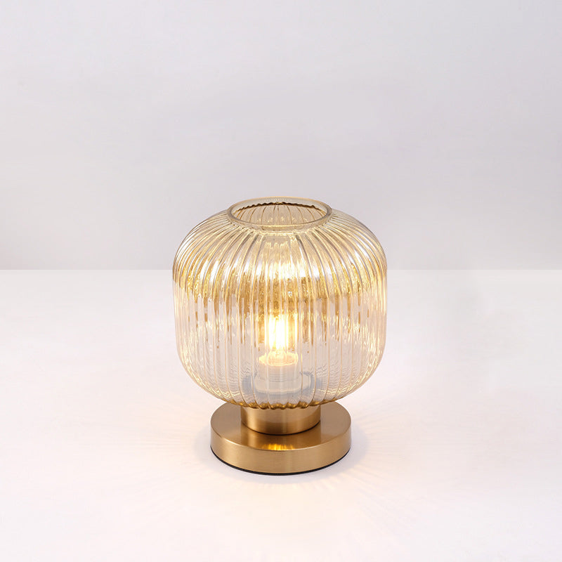 Scandinavian Striped Table Lamp in Iron &amp; Glass — Bedroom Lighting | Havora