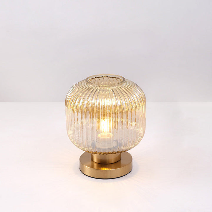 Scandinavian Striped Table Lamp in Iron &amp; Glass — Bedroom Lighting | Havora