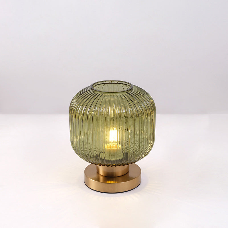 Scandinavian Striped Table Lamp in Iron &amp; Glass — Bedroom Lighting | Havora