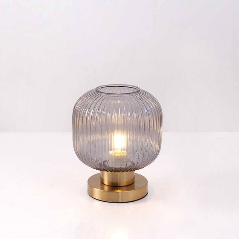Scandinavian Striped Table Lamp in Iron &amp; Glass — Bedroom Lighting | Havora