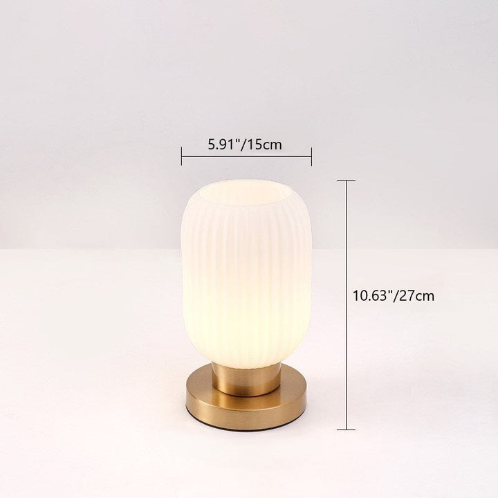 Scandinavian Striped Table Lamp in Iron &amp; Glass — Bedroom Lighting | Havora