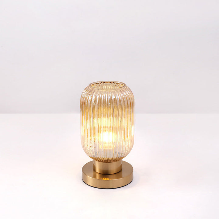 Scandinavian Striped Table Lamp in Iron &amp; Glass — Bedroom Lighting | Havora