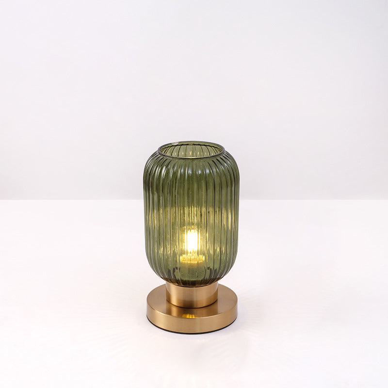 Scandinavian Striped Table Lamp in Iron &amp; Glass — Bedroom Lighting | Havora