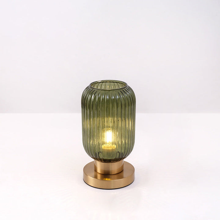 Scandinavian Striped Table Lamp in Iron &amp; Glass — Bedroom Lighting | Havora