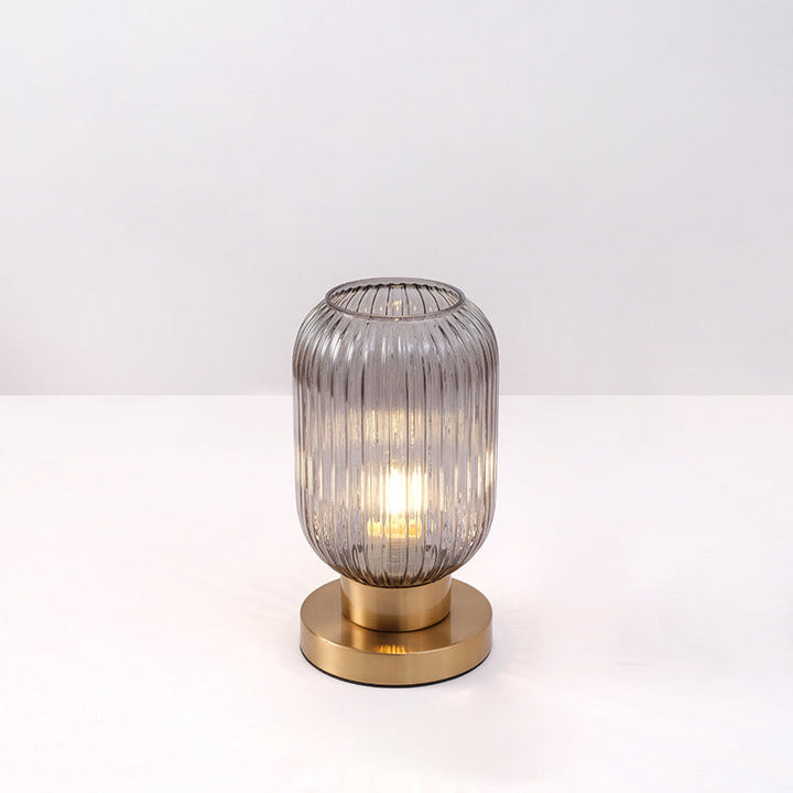 Scandinavian Striped Table Lamp in Iron &amp; Glass — Bedroom Lighting | Havora