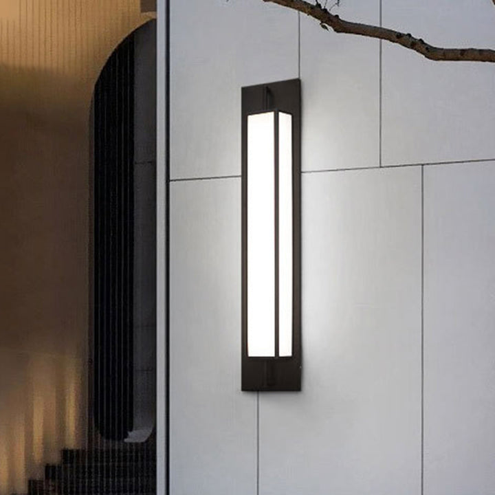 Modern Luxury Waterproof Rectangular Stainless Steel Faux Dolomite LED Outdoor Wall Sconce Lamp For Garden