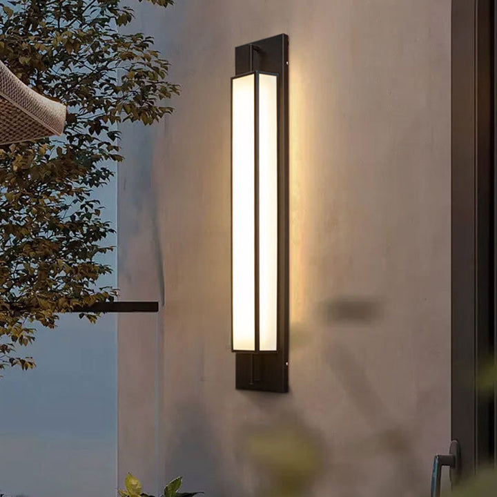 Modern Luxury Waterproof Rectangular Stainless Steel Faux Dolomite LED Outdoor Wall Sconce Lamp For Garden