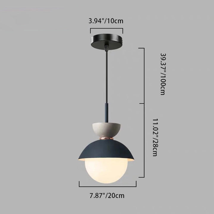 Contemporary Scandinavian Aluminum Globe Glass Shade 1-Light Pendant Light For Dining Room