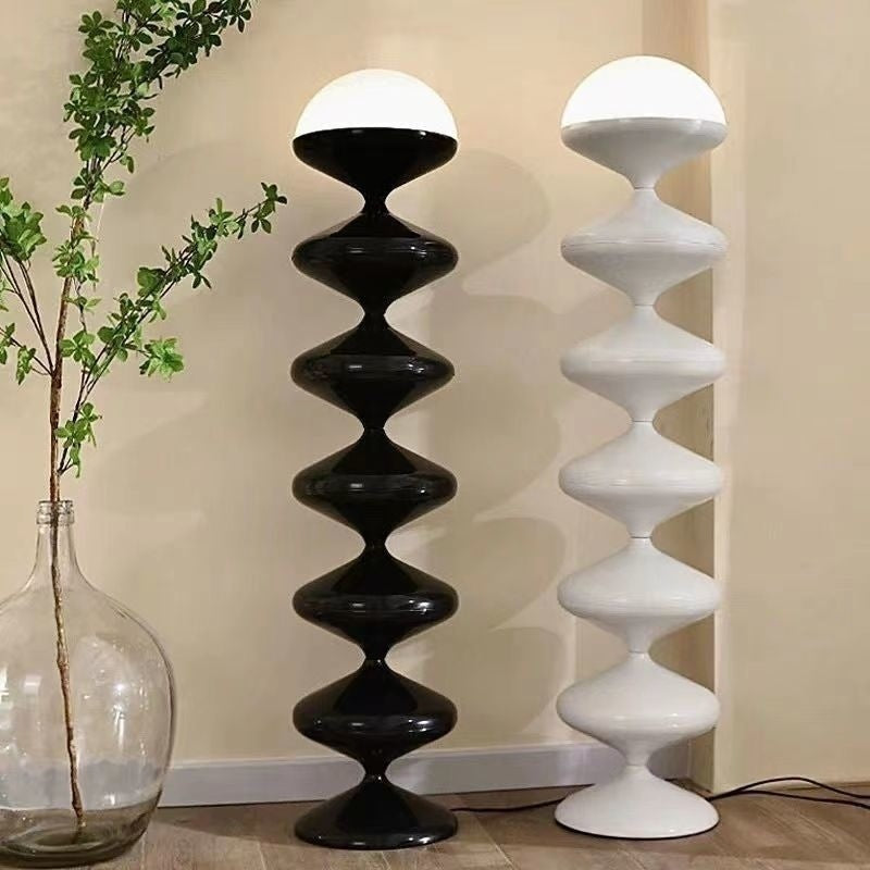 Traditional French Gourd Iron Acrylic 1-Light Standing Floor Lamp For Living Room