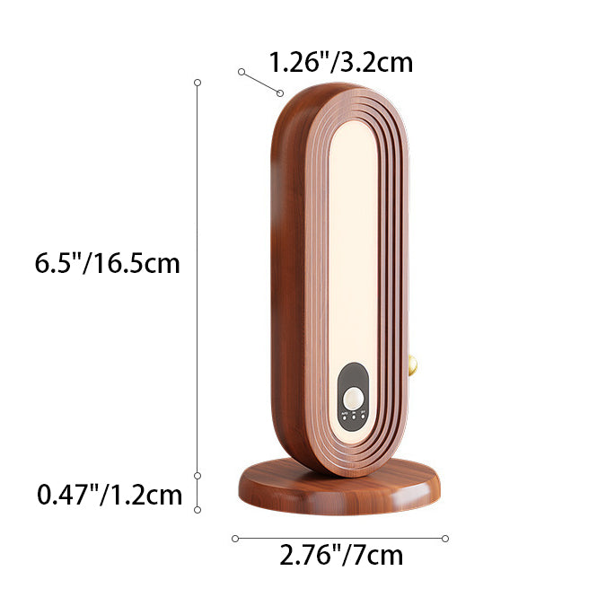 Modern Simplicity Solid Wood Oval Magnetic LED Intelligent Sensing Table Lamp For Bedroom