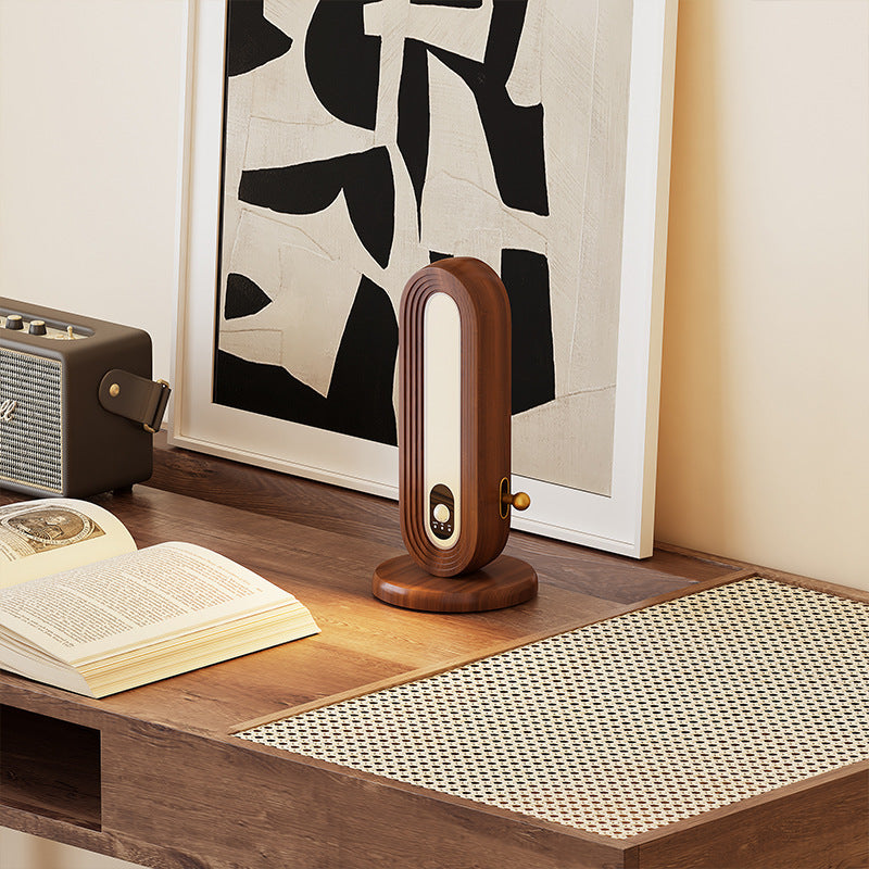 Modern Simplicity Solid Wood Oval Magnetic LED Intelligent Sensing Table Lamp For Bedroom