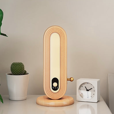 Modern Simplicity Solid Wood Oval Magnetic LED Intelligent Sensing Table Lamp For Bedroom