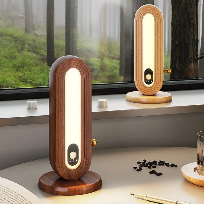 Modern Simplicity Solid Wood Oval Magnetic LED Intelligent Sensing Table Lamp For Bedroom
