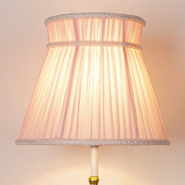 Traditional European Fabric Pink Dream Castle Resin Base 1-Light Table Lamp For Bedroom