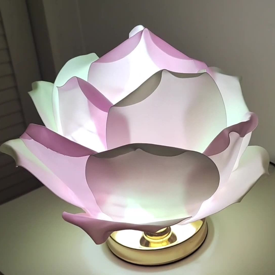 Contemporary Creative Lotus Flower Fabric Hardware 1-Light Table Lamp For Bedroom