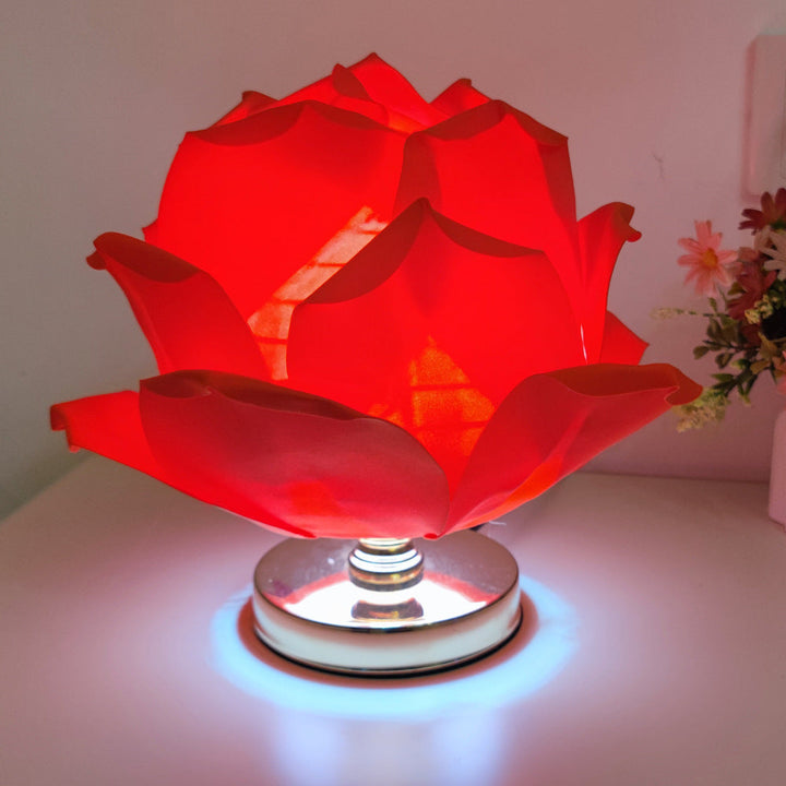 Contemporary Creative Lotus Flower Fabric Hardware 1-Light Table Lamp For Bedroom