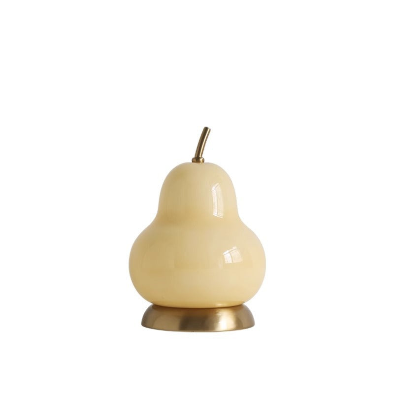 Contemporary Scandinavian Pear Glass Shade Iron USB Rechargeable LED Table Lamp For Bedroom