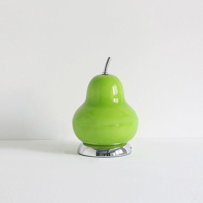 Contemporary Scandinavian Pear Glass Shade Iron USB Rechargeable LED Table Lamp For Bedroom