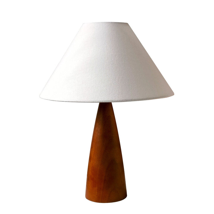 Contemporary Retro PVC Composite Fabric Conical Shade Solid Wood 1-Light Table Lamp For Home Office