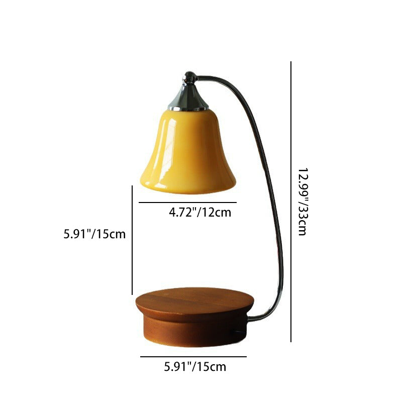 Contemporary Nordic Glass Bell Shade Solid Wood Base 1-Light Melting Wax Table Lamp For Bedroom