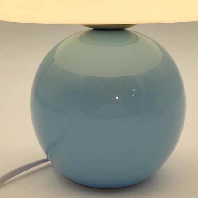 Contemporary Nordic Glass Semicircle Shade Ceramic Base 1-Light Table Lamp For Bedroom