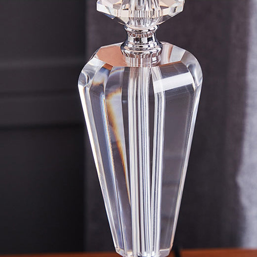 Traditional European Pleated Fabric Round Shade Crystal Base 1-Light Table Lamp For Bedroom