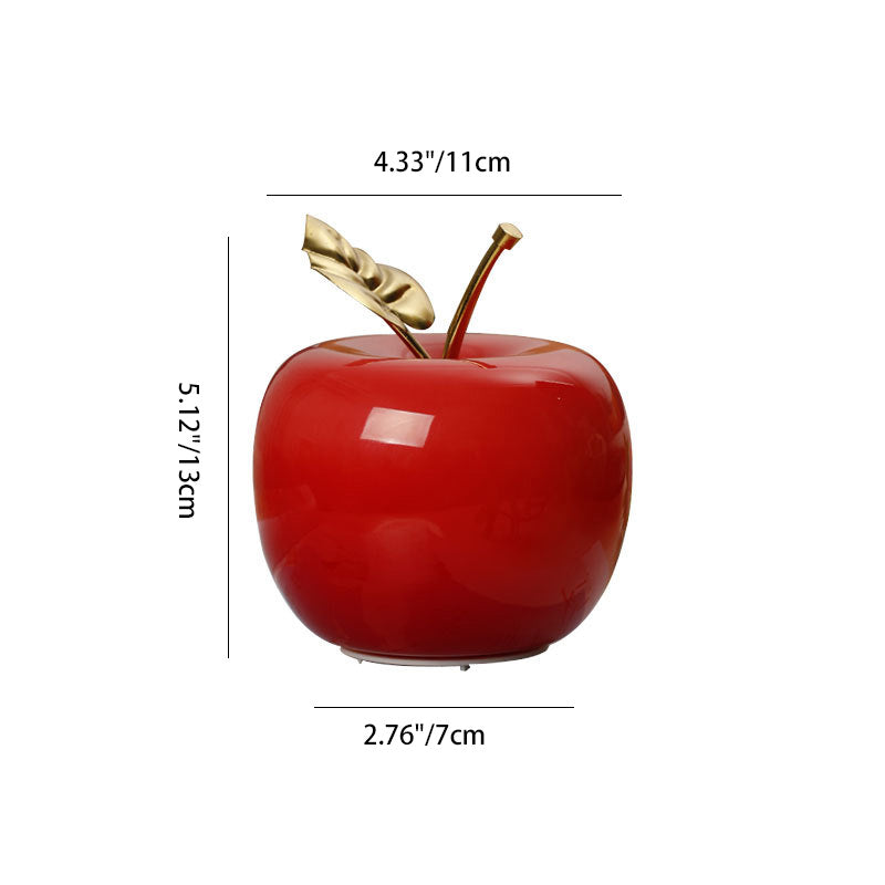 Contemporary Creative Apple Glass Shade Iron Golden Leaf Decoration LED Night Light Table Lamp For Bedroom