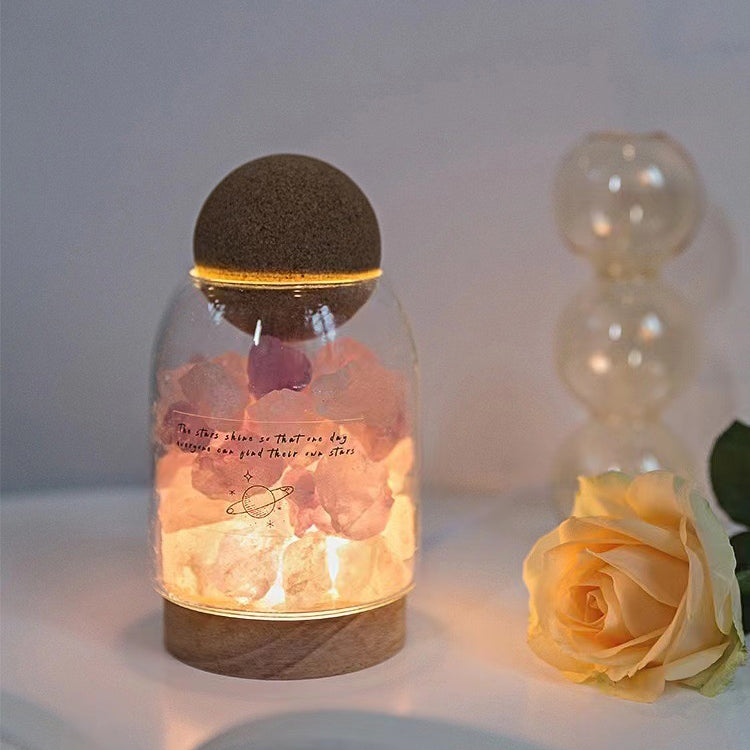 Traditional French Cork Base Decorative Ore Stone Aromatherapy Essential Oil Diffuser LED Night Light For Bedroom