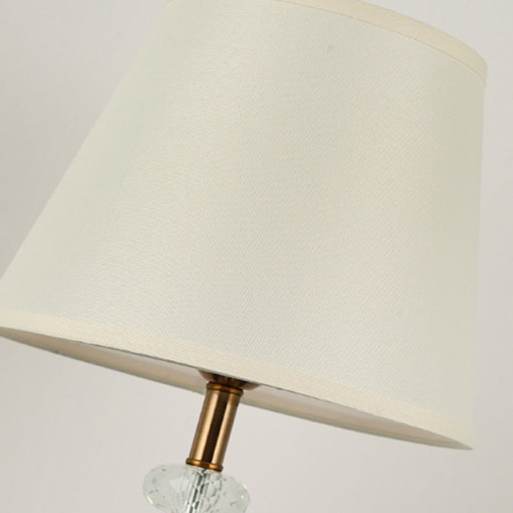 Traditional Colonial Fabric Round Shade Hardware Base 1-Light Table Lamp For Bedroom