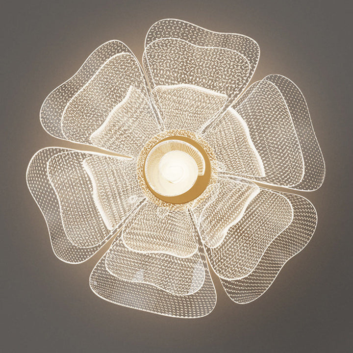 Modern Luxury Flower Petal Dome Iron Acrylic LED Flush Mount Ceiling Light For Bedroom
