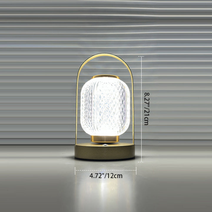 Modern Minimalist Handheld Cylindrical Iron Acrylic LED Table Lamp For Bedroom