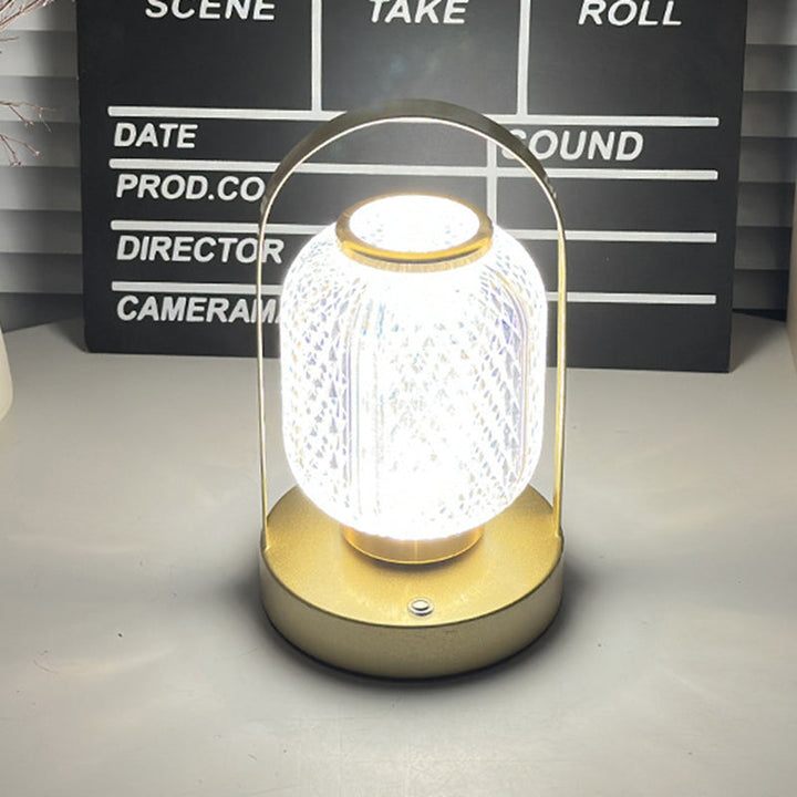 Modern Minimalist Handheld Cylindrical Iron Acrylic LED Table Lamp For Bedroom